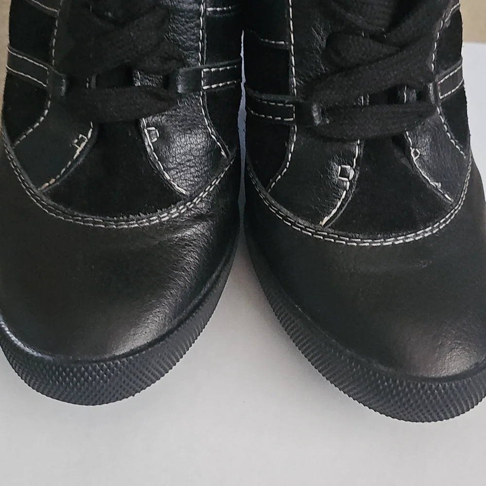 Authentic Chloé black quilted leather wedge sneakers• Size 39 (approx US 8.5–9) - Picture 9 of 14